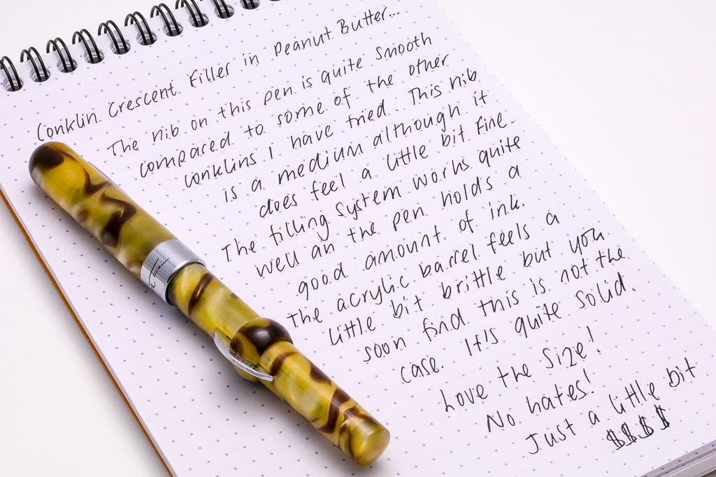 Conklin Crescent Filler Fountain Pen Writing Sample